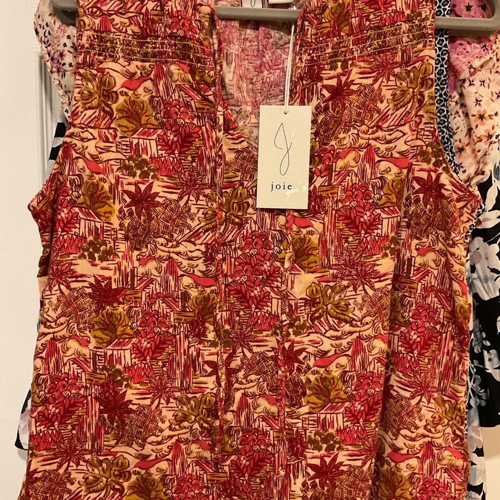 Joie Carribean Sleeveless Top V-neck linen blend size  large new